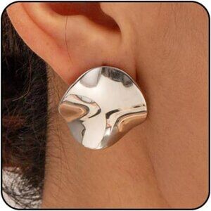 Chunky Statement Earrings | Irregular Coin, Square, Flower & Leaf Designs